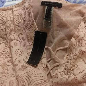 BCBG Maxazria- dusty pink body lace suit!